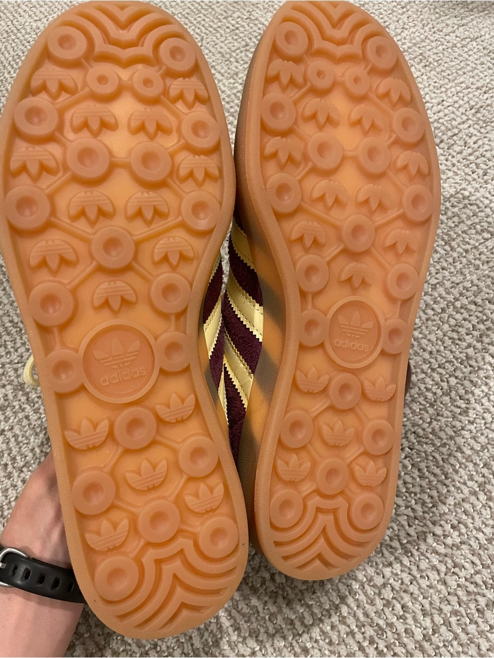 Adidas Gazelle Burgundy Suede Sneakers with Butter Stripes - Picture 3 of 4